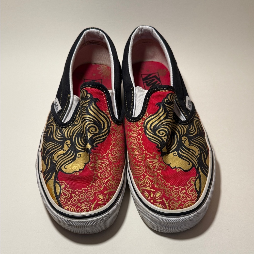 Vans Red and Gold Slip-Ons limited edition